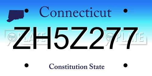 ZH5Z277 Connecticut License Plate