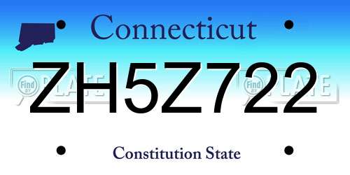 ZH5Z722 Connecticut License Plate