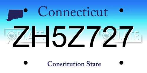 ZH5Z727 Connecticut License Plate