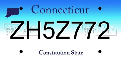 ZH5Z772 Connecticut License Plate