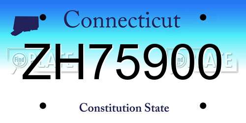 ZH75900 Connecticut License Plate