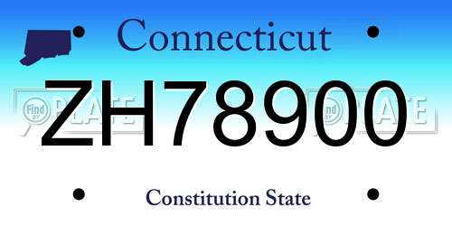 ZH78900 Connecticut License Plate