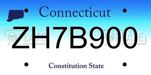 ZH7B900 Connecticut License Plate