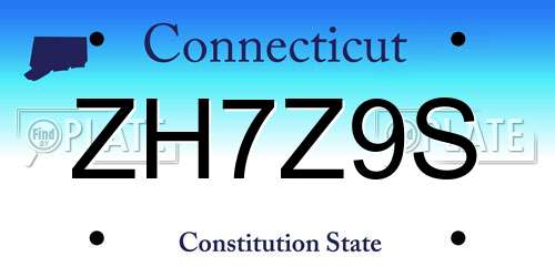 ZH7Z9S Connecticut License Plate