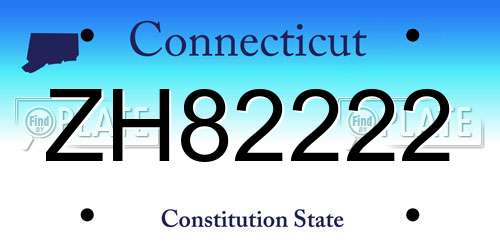 ZH82222 Connecticut License Plate