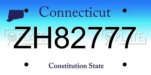 ZH82777 Connecticut License Plate