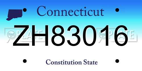 ZH83016 Connecticut License Plate