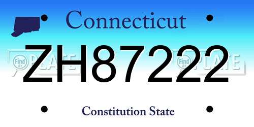 ZH87222 Connecticut License Plate