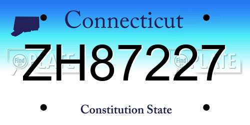 ZH87227 Connecticut License Plate