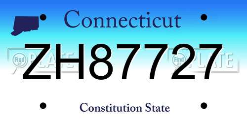 ZH87727 Connecticut License Plate