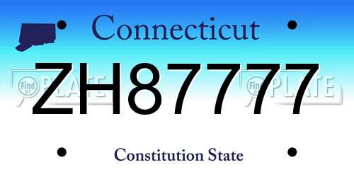 ZH87777 Connecticut License Plate