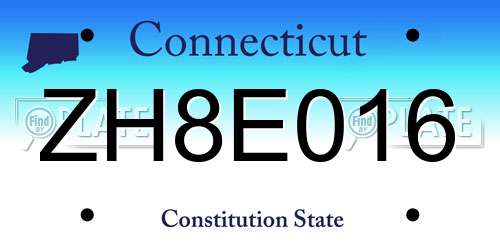 ZH8E016 Connecticut License Plate