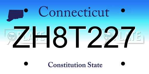 ZH8T227 Connecticut License Plate