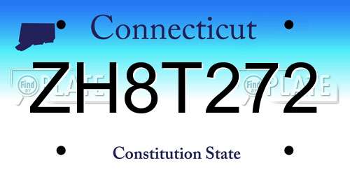 ZH8T272 Connecticut License Plate