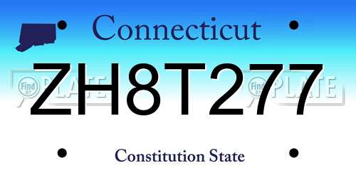 ZH8T277 Connecticut License Plate