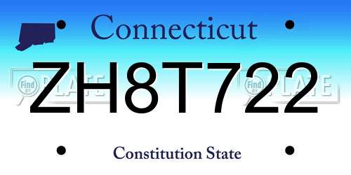 ZH8T722 Connecticut License Plate