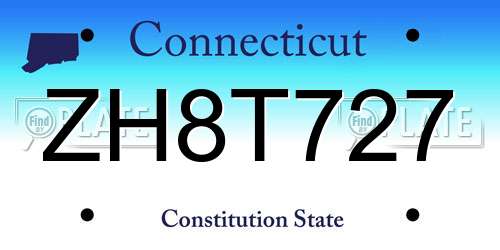 ZH8T727 Connecticut License Plate