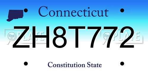 ZH8T772 Connecticut License Plate