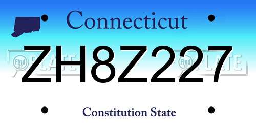 ZH8Z227 Connecticut License Plate