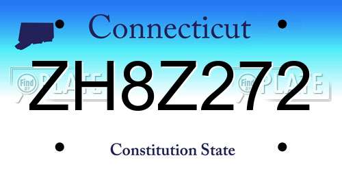 ZH8Z272 Connecticut License Plate