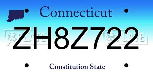 ZH8Z722 Connecticut License Plate