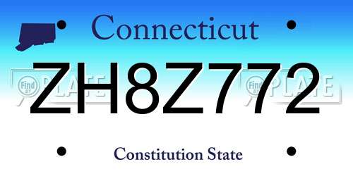 ZH8Z772 Connecticut License Plate
