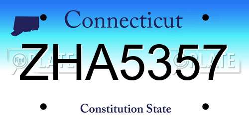ZHA5357 Connecticut License Plate