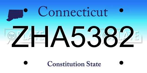 ZHA5382 Connecticut License Plate