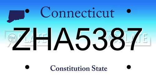 ZHA5387 Connecticut License Plate