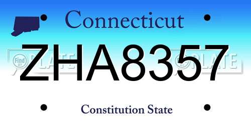 ZHA8357 Connecticut License Plate