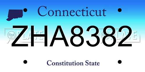 ZHA8382 Connecticut License Plate