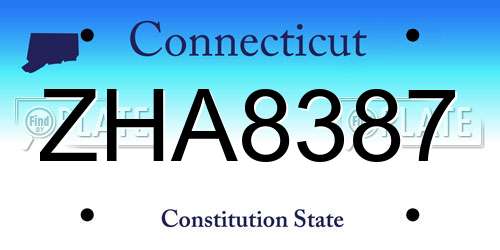 ZHA8387 Connecticut License Plate