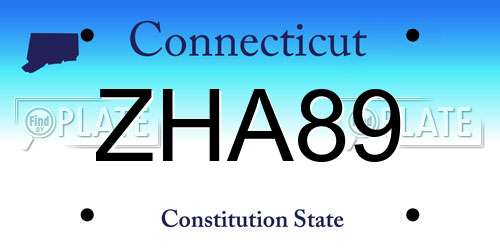 ZHA89 Connecticut License Plate