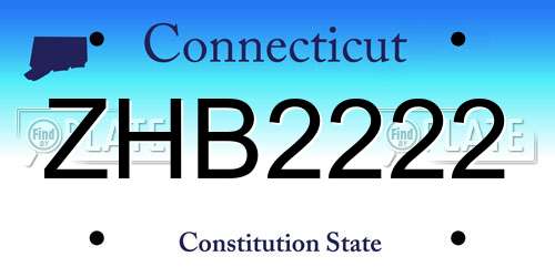 ZHB2222 Connecticut License Plate