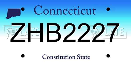 ZHB2227 Connecticut License Plate