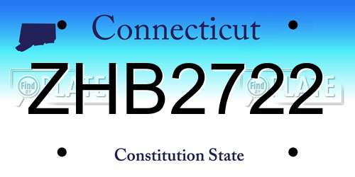 ZHB2722 Connecticut License Plate