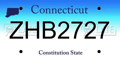 ZHB2727 Connecticut License Plate