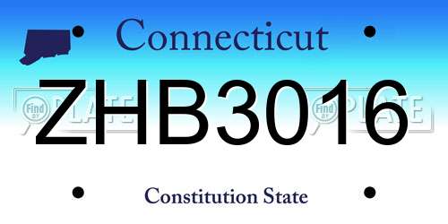 ZHB3016 Connecticut License Plate