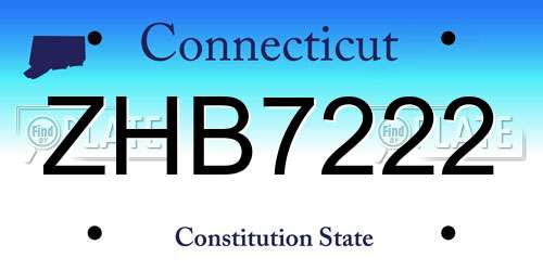 ZHB7222 Connecticut License Plate