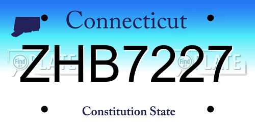 ZHB7227 Connecticut License Plate