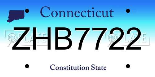 ZHB7722 Connecticut License Plate
