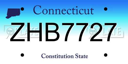 ZHB7727 Connecticut License Plate