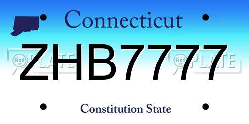 ZHB7777 Connecticut License Plate