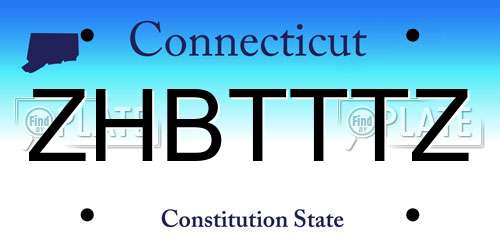 ZHBTTTZ Connecticut License Plate