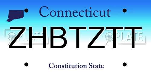 ZHBTZTT Connecticut License Plate