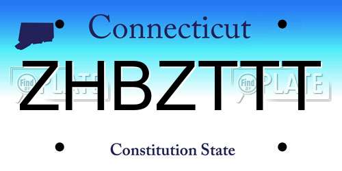 ZHBZTTT Connecticut License Plate