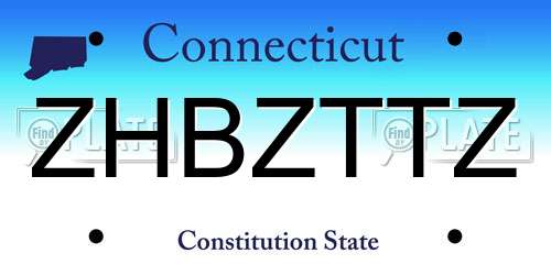 ZHBZTTZ Connecticut License Plate