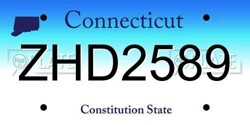 ZHD2589 Connecticut License Plate