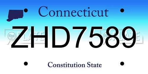 ZHD7589 Connecticut License Plate