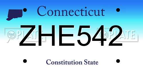 ZHE542 Connecticut License Plate